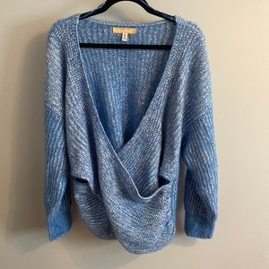 Urban Outfitters Blue and White Wrap Sweater Top
